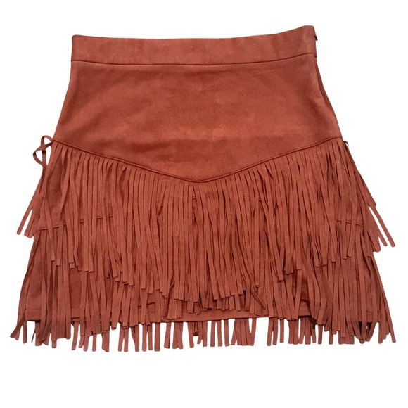 Fringed Rust Skirt - Picture 2 of 5